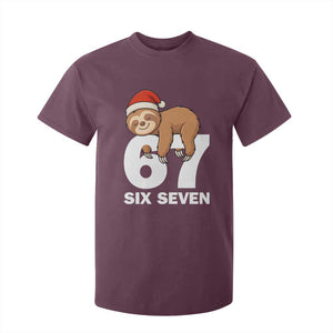 67 Six Seven T Shirt For Kid Funny Sloth Christmas TS14 Maroon Print Your Wear