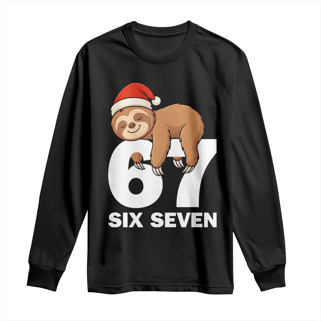 67 Six Seven Long Sleeve Shirt Funny Sloth Christmas TS14 Black Print Your Wear