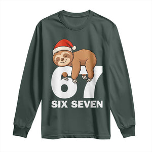 67 Six Seven Long Sleeve Shirt Funny Sloth Christmas TS14 Dark Forest Green Print Your Wear