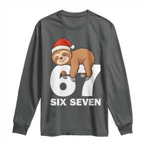 67 Six Seven Long Sleeve Shirt Funny Sloth Christmas TS14 Dark Heather Print Your Wear