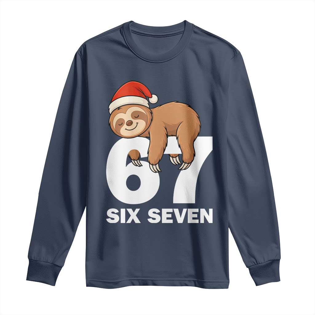 67 Six Seven Long Sleeve Shirt Funny Sloth Christmas TS14 Navy Print Your Wear
