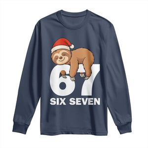 67 Six Seven Long Sleeve Shirt Funny Sloth Christmas TS14 Navy Print Your Wear