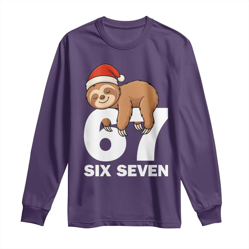 67 Six Seven Long Sleeve Shirt Funny Sloth Christmas TS14 Purple Print Your Wear