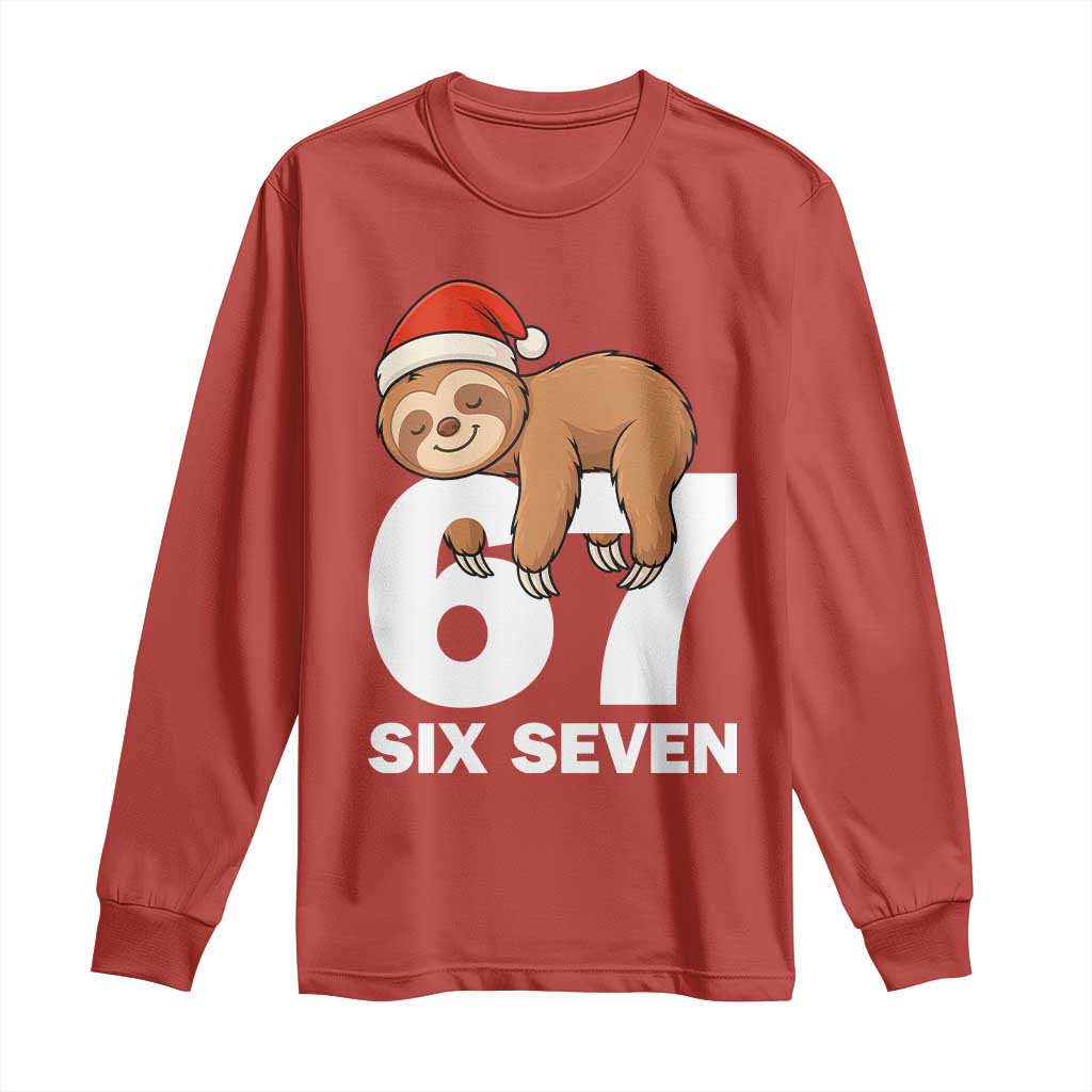 67 Six Seven Long Sleeve Shirt Funny Sloth Christmas TS14 Red Print Your Wear