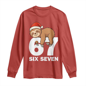 67 Six Seven Long Sleeve Shirt Funny Sloth Christmas TS14 Red Print Your Wear