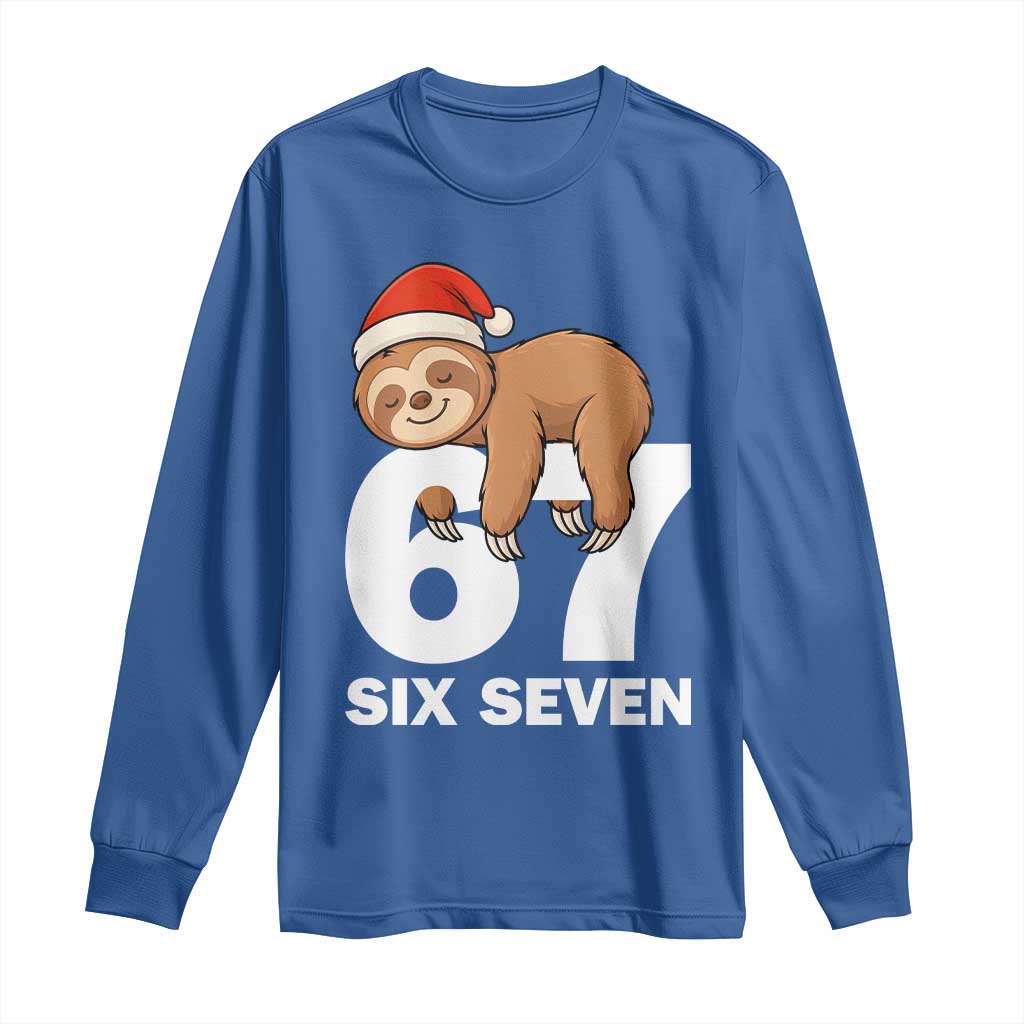 67 Six Seven Long Sleeve Shirt Funny Sloth Christmas TS14 Royal Blue Print Your Wear