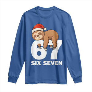 67 Six Seven Long Sleeve Shirt Funny Sloth Christmas TS14 Royal Blue Print Your Wear