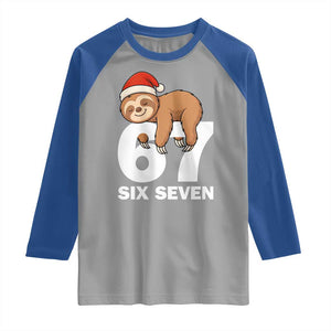 67 Six Seven Raglan Shirt Funny Sloth Christmas TS14 Sport Gray Royal Print Your Wear