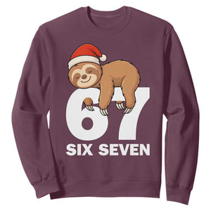 67 Six Seven Sweatshirt Funny Sloth Christmas TS14 Maroon Print Your Wear