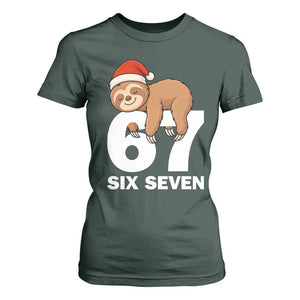 67 Six Seven T Shirt For Women Funny Sloth Christmas TS14 Dark Forest Green Print Your Wear
