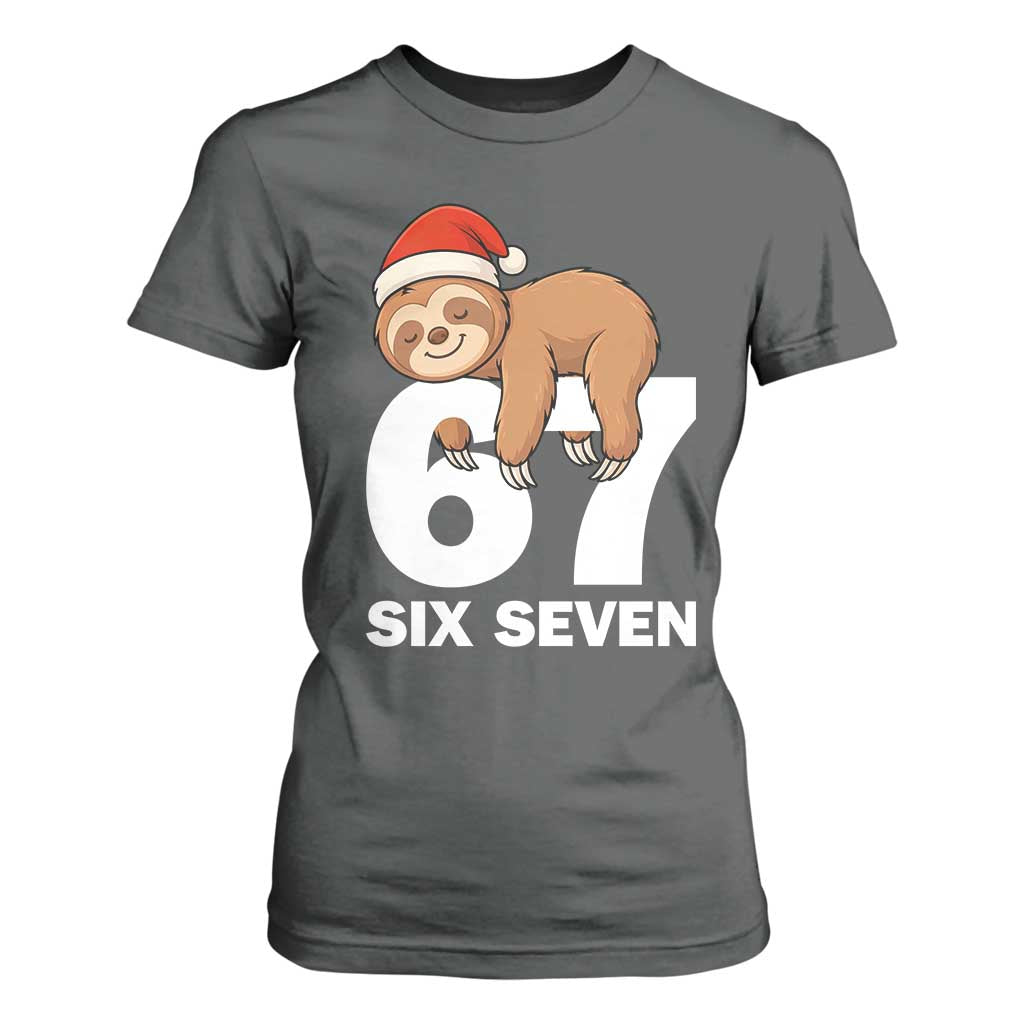 67 Six Seven T Shirt For Women Funny Sloth Christmas TS14 Dark Heather Print Your Wear