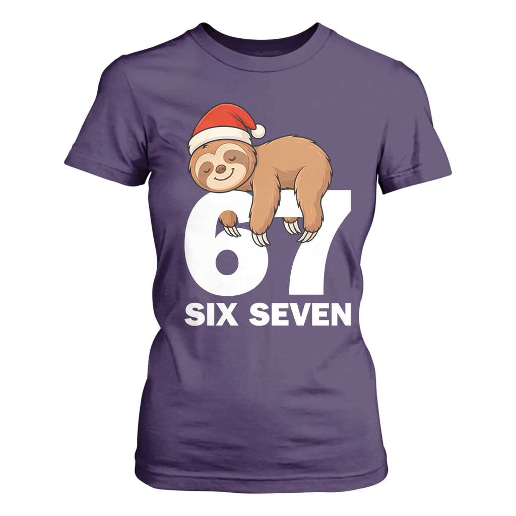 67 Six Seven T Shirt For Women Funny Sloth Christmas TS14 Purple Print Your Wear
