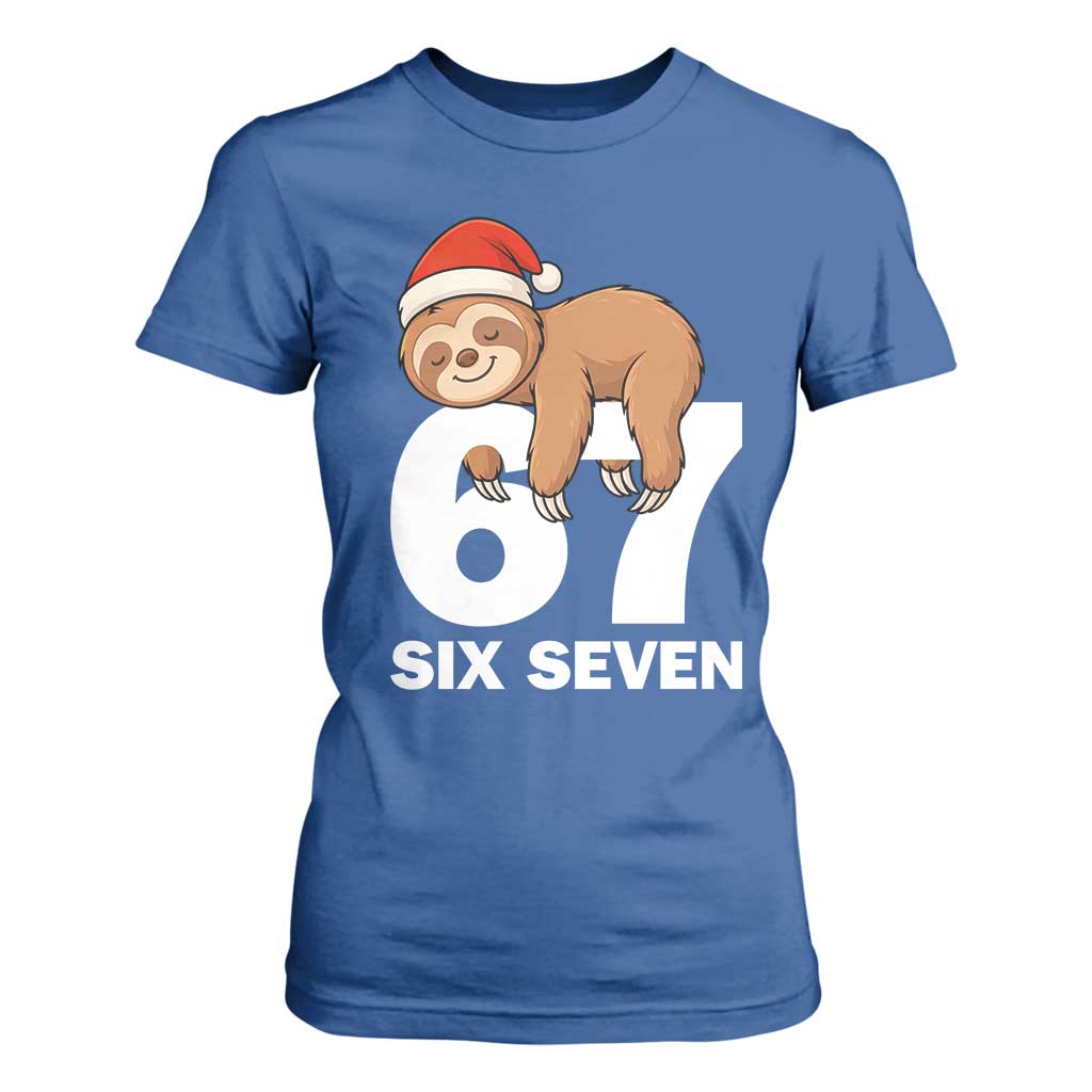 67 Six Seven T Shirt For Women Funny Sloth Christmas TS14 Royal Blue Print Your Wear