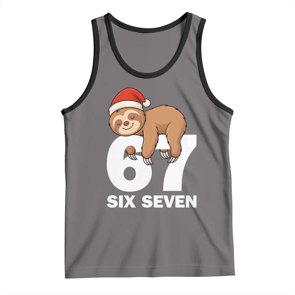 67 Six Seven Tank Top Funny Sloth Christmas TS14 Deep Heather Black Print Your Wear