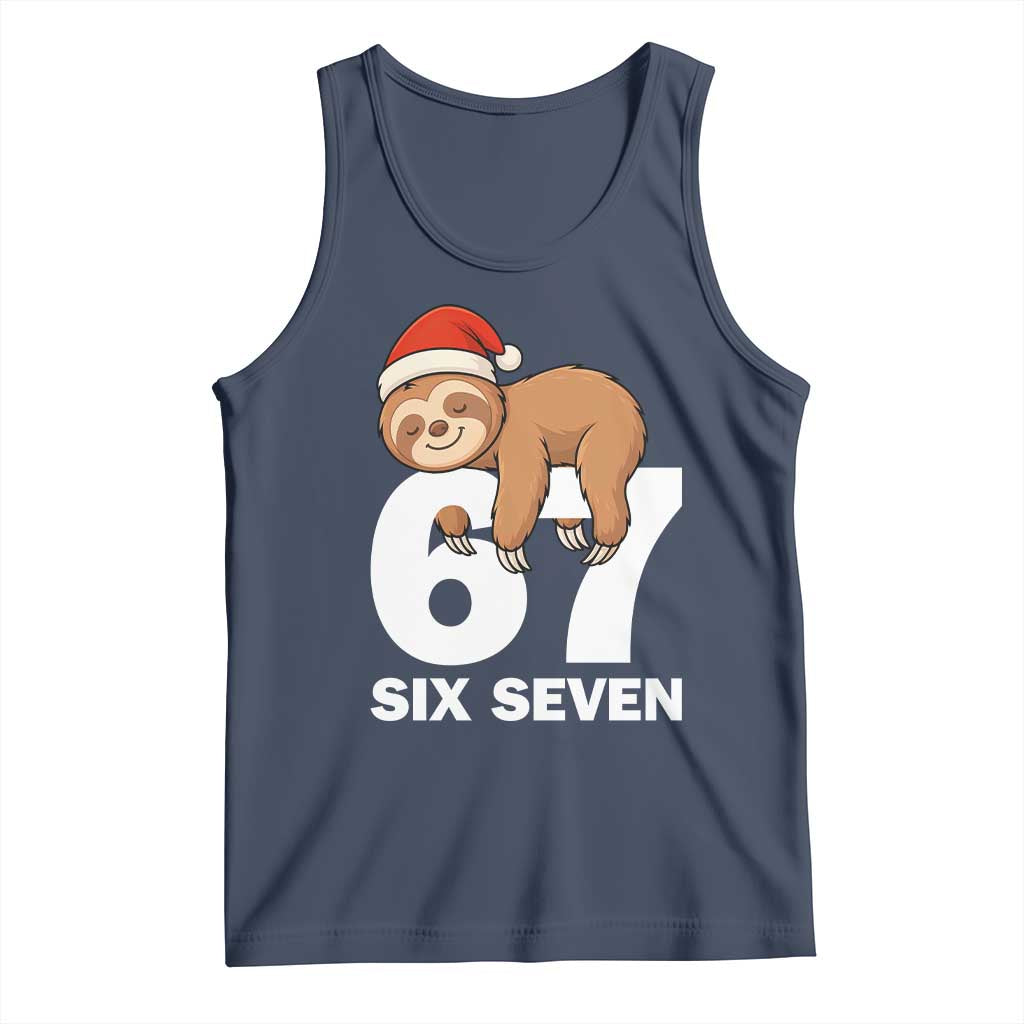 67 Six Seven Tank Top Funny Sloth Christmas TS14 Navy Print Your Wear