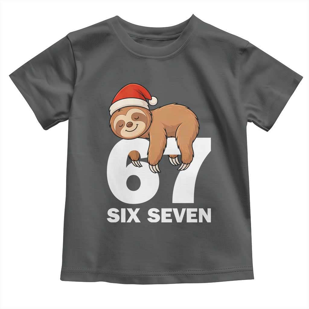 67 Six Seven Toddler T Shirt Funny Sloth Christmas TS14 Dark Heather Print Your Wear