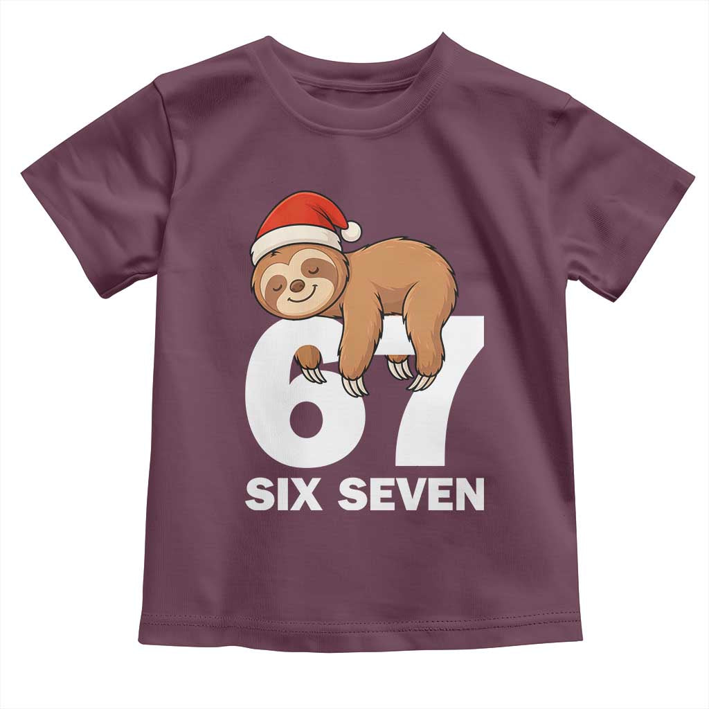 67 Six Seven Toddler T Shirt Funny Sloth Christmas TS14 Maroon Print Your Wear