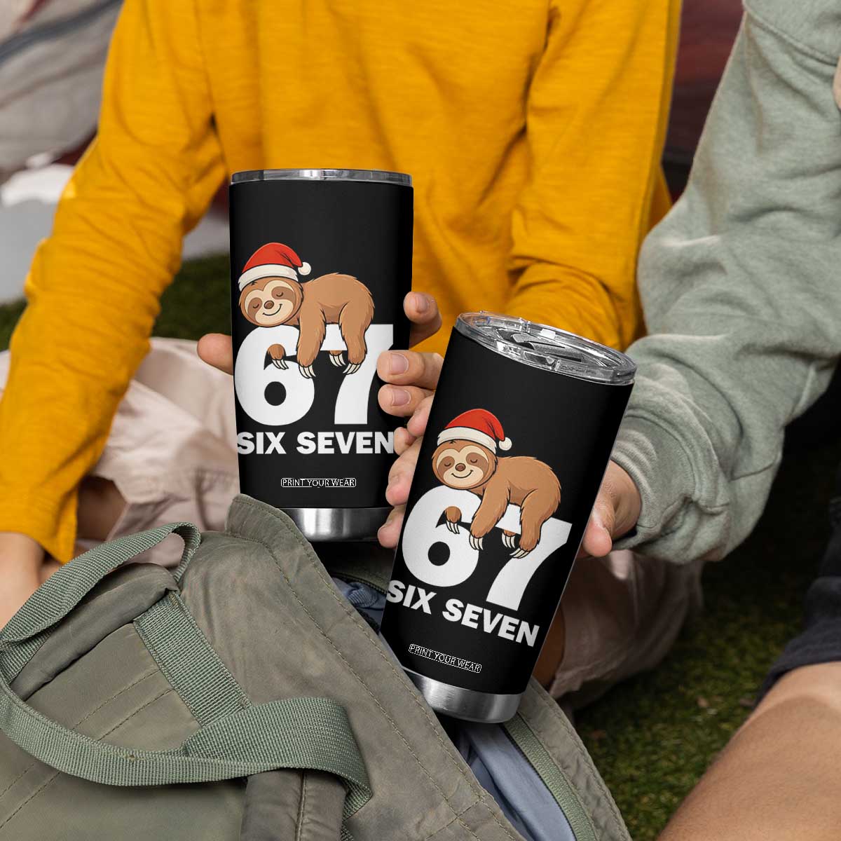67 Six Seven Tumbler Cup Funny Sloth Christmas TS14 Print Your Wear