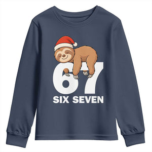 67 Six Seven Youth Sweatshirt Funny Sloth Christmas TS14 Navy Print Your Wear