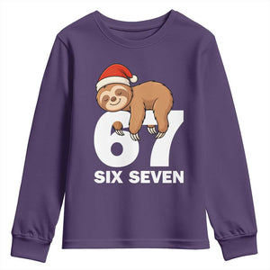 67 Six Seven Youth Sweatshirt Funny Sloth Christmas TS14 Purple Print Your Wear