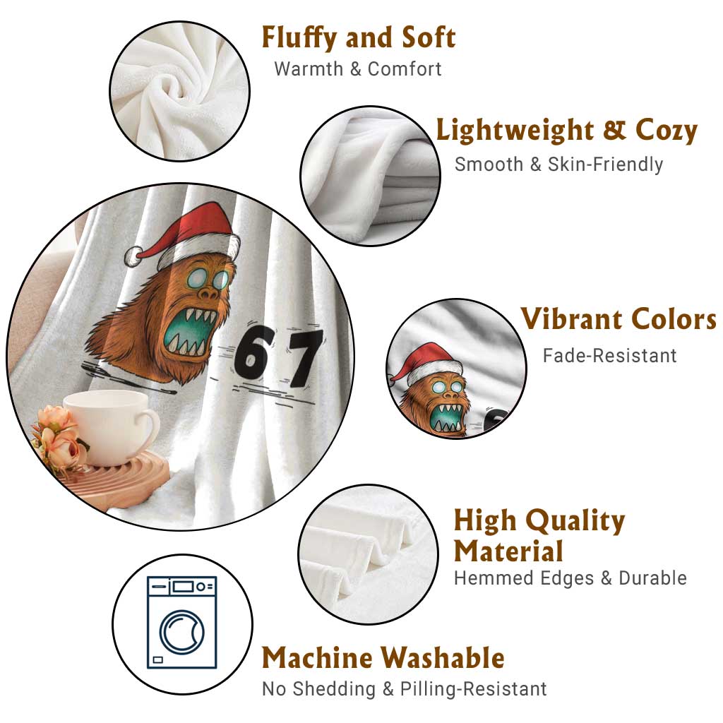 67 Six Seven Throw Blanket Funny Bigfoot Christmas TS14 Print Your Wear