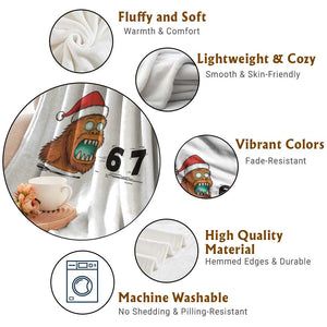 67 Six Seven Throw Blanket Funny Bigfoot Christmas TS14 Print Your Wear