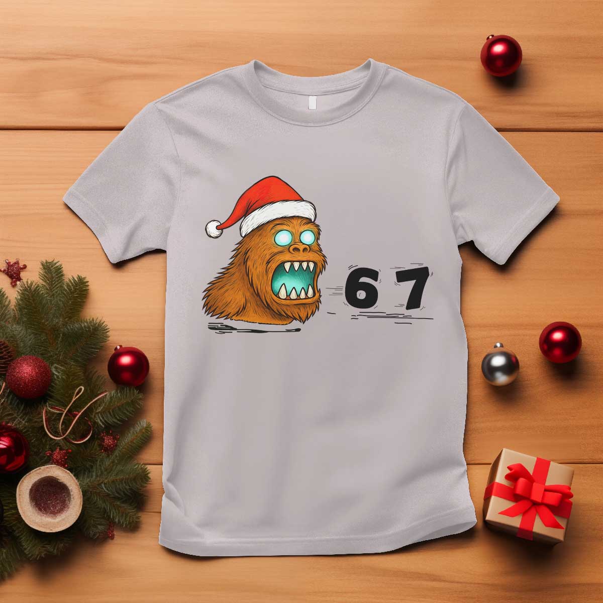 67 Six Seven T Shirt Funny Bigfoot Christmas TS14 Ice Gray Print Your Wear