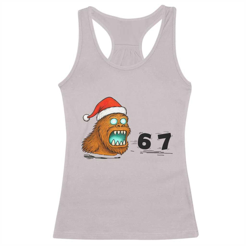 67 Six Seven Racerback Tank Top Funny Bigfoot Christmas TS14 Ice Gray Print Your Wear