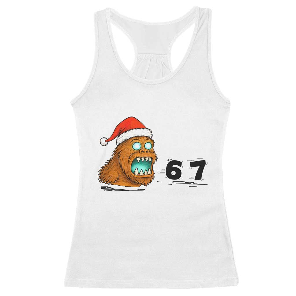 67 Six Seven Racerback Tank Top Funny Bigfoot Christmas TS14 White Print Your Wear
