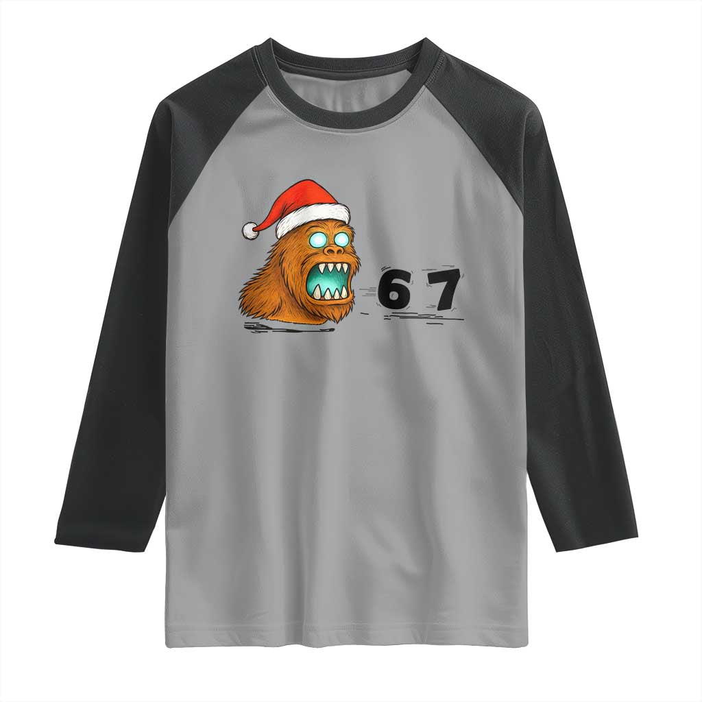 67 Six Seven Raglan Shirt Funny Bigfoot Christmas TS14 Sport Gray Black Print Your Wear