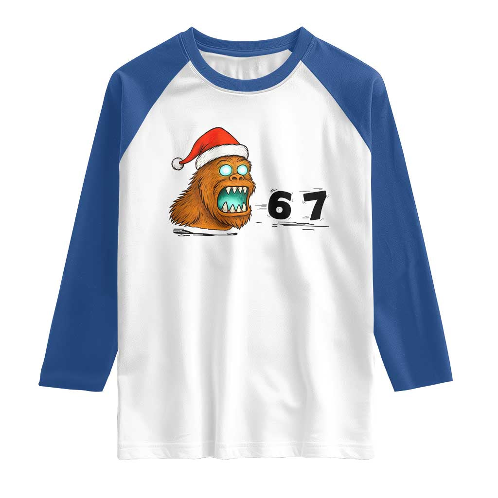 67 Six Seven Raglan Shirt Funny Bigfoot Christmas TS14 White Royal Print Your Wear