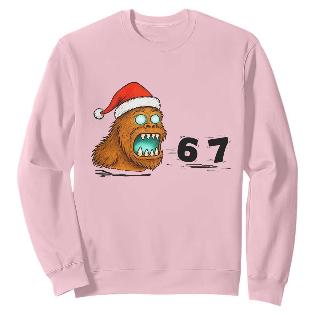 67 Six Seven Sweatshirt Funny Bigfoot Christmas TS14 Light Pink Print Your Wear