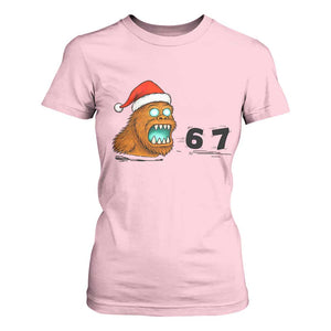67 Six Seven T Shirt For Women Funny Bigfoot Christmas TS14 Light Pink Print Your Wear
