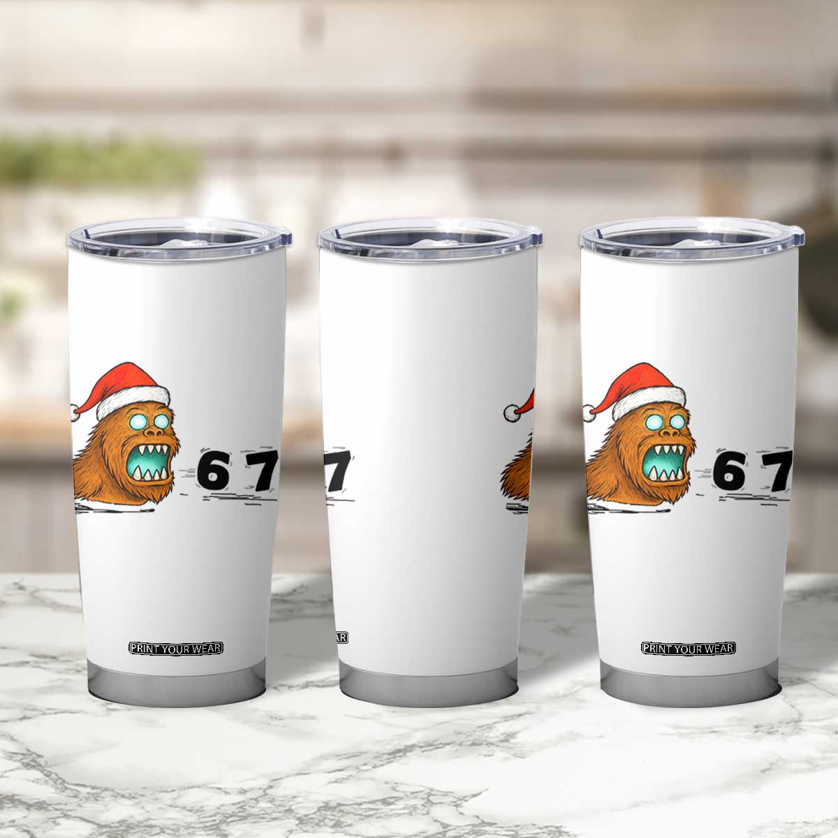 67 Six Seven Tumbler Cup Funny Bigfoot Christmas TS14 Print Your Wear