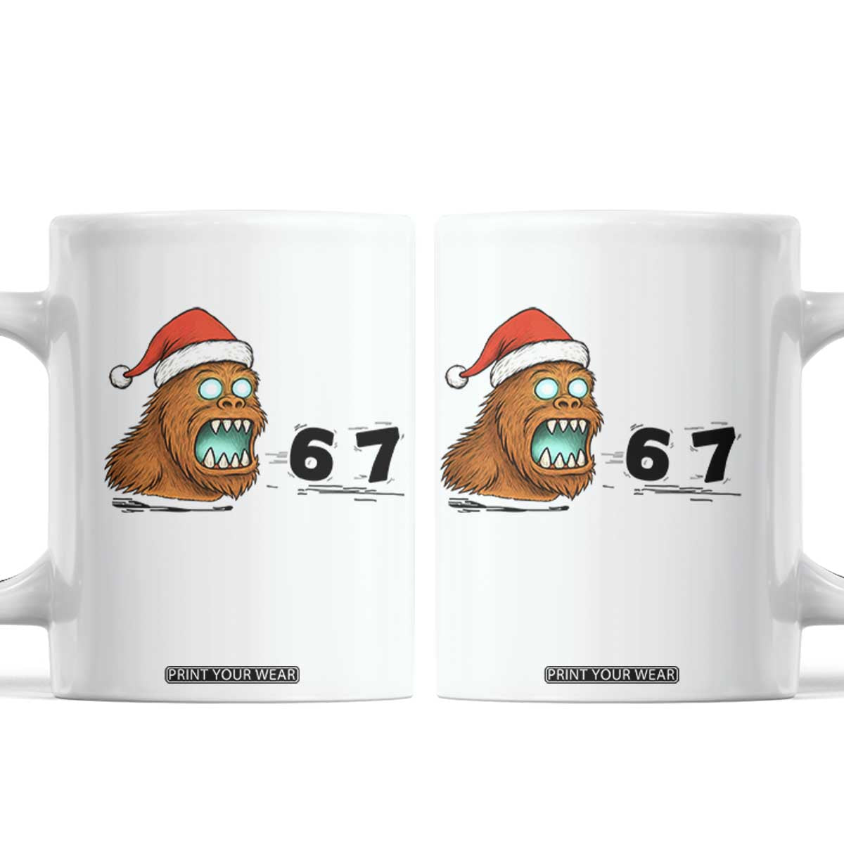 67 Six Seven Coffee Mug Funny Bigfoot Christmas TS14 White Print Your Wear