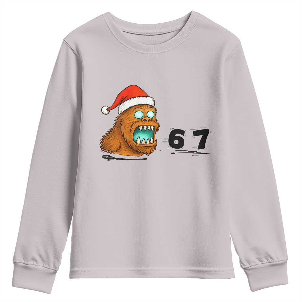 67 Six Seven Youth Sweatshirt Funny Bigfoot Christmas TS14 Ice Gray Print Your Wear
