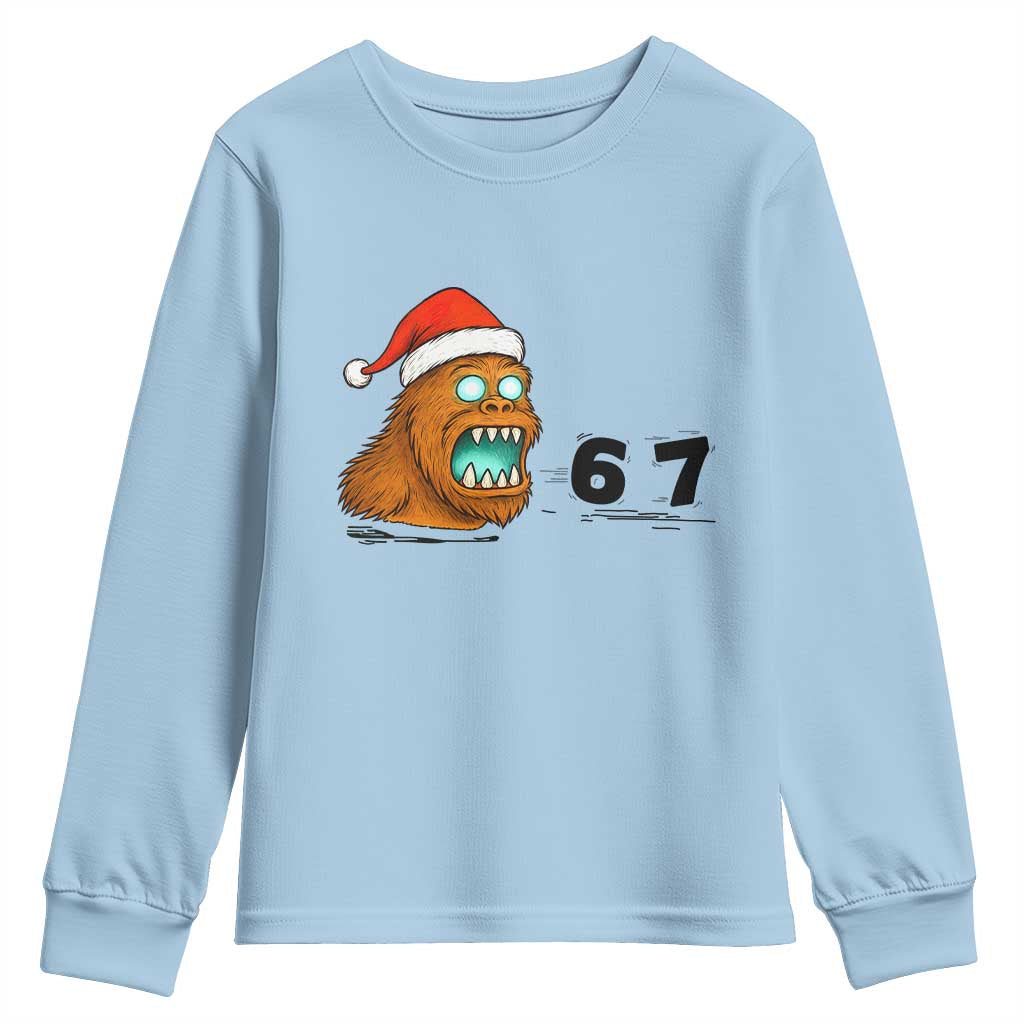 67 Six Seven Youth Sweatshirt Funny Bigfoot Christmas TS14 Light Blue Print Your Wear