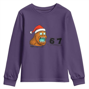 67 Six Seven Youth Sweatshirt Funny Bigfoot Christmas TS14 Purple Print Your Wear