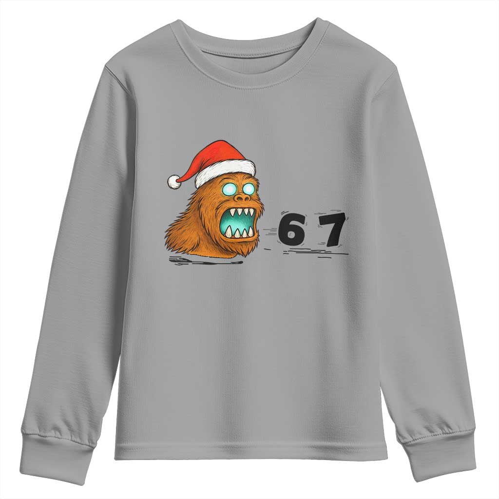 67 Six Seven Youth Sweatshirt Funny Bigfoot Christmas TS14 Sport Gray Print Your Wear
