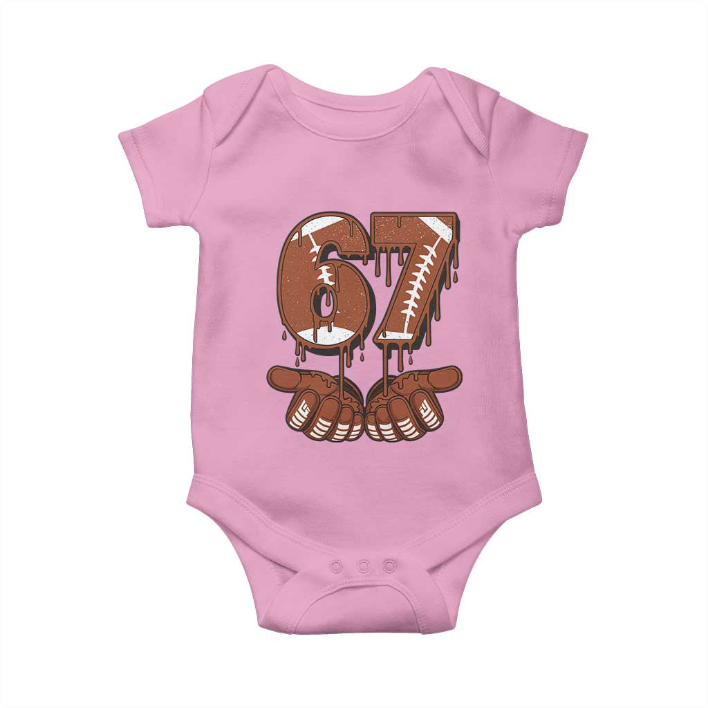 67 Six Seven Baby Onesie Funny Football Meme TS14 Light Pink Print Your Wear