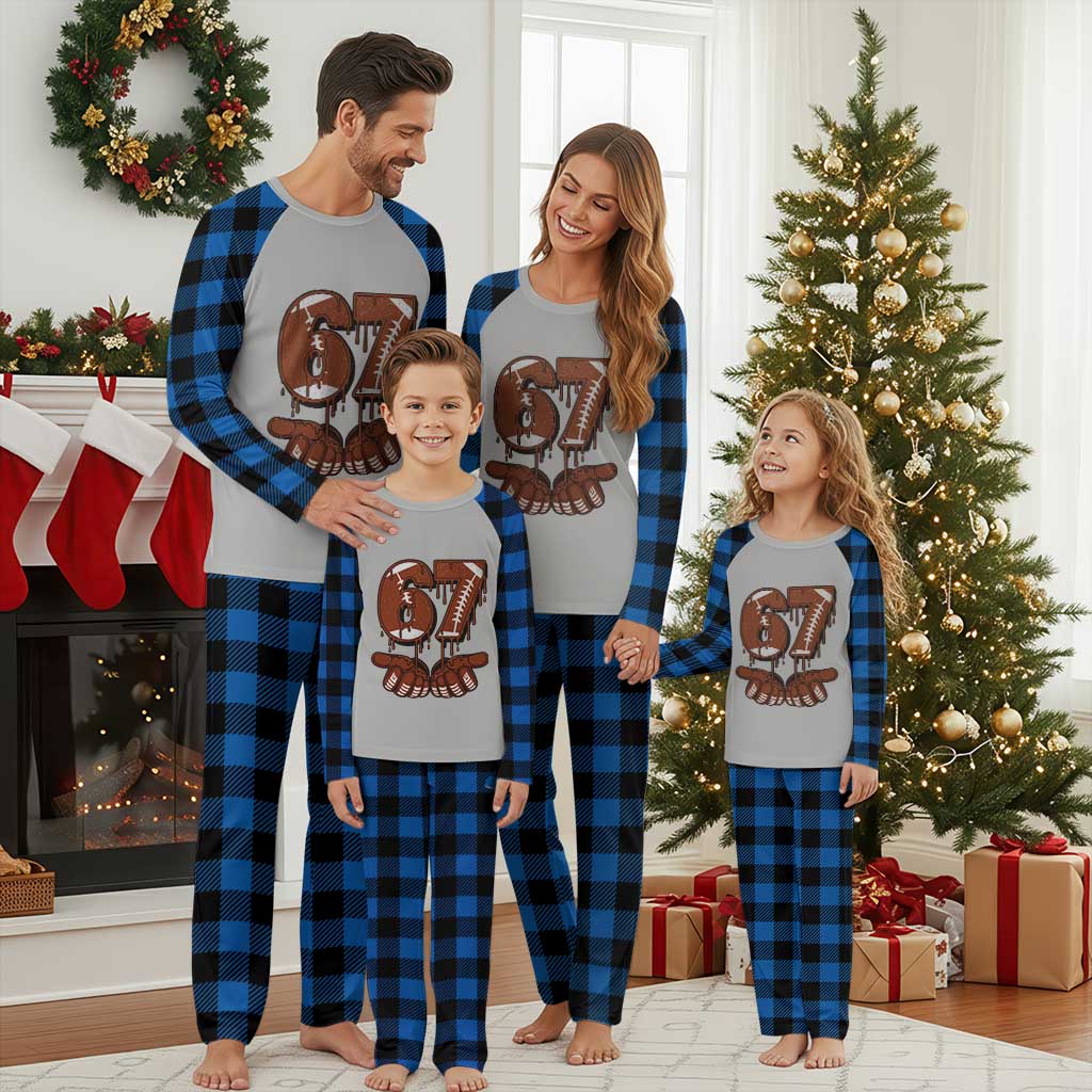 67 Six Seven Plaid Pajama Set Funny Football Meme TS14 Blue Plaid Print Your Wear