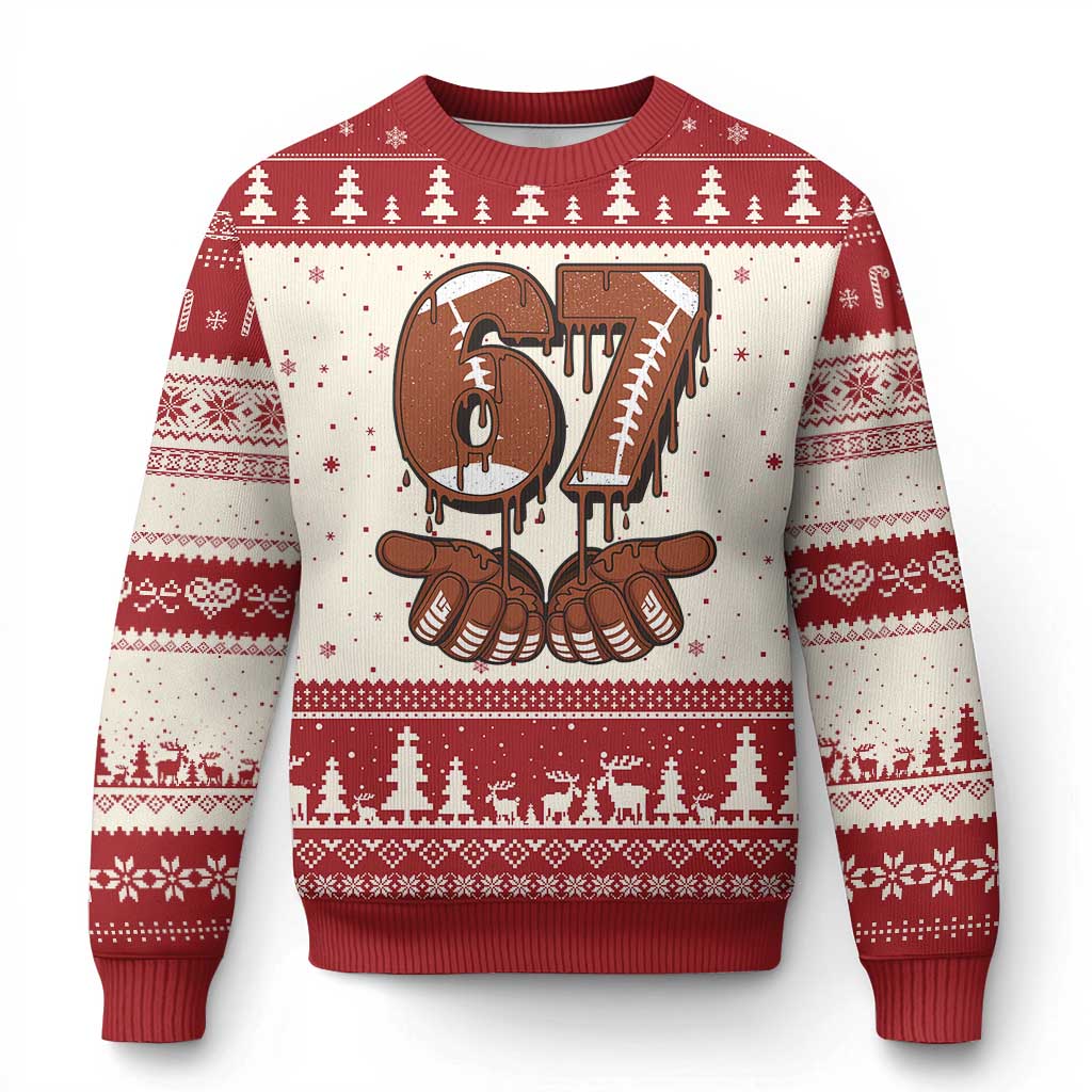 67 Six Seven Ugly Christmas Sweater Funny Football Meme TS14 Beige Red Print Your Wear