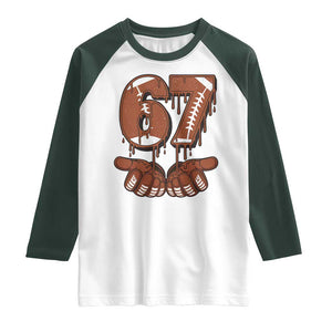 67 Six Seven Raglan Shirt Funny Football Meme TS14 White Dark Forest Green Print Your Wear