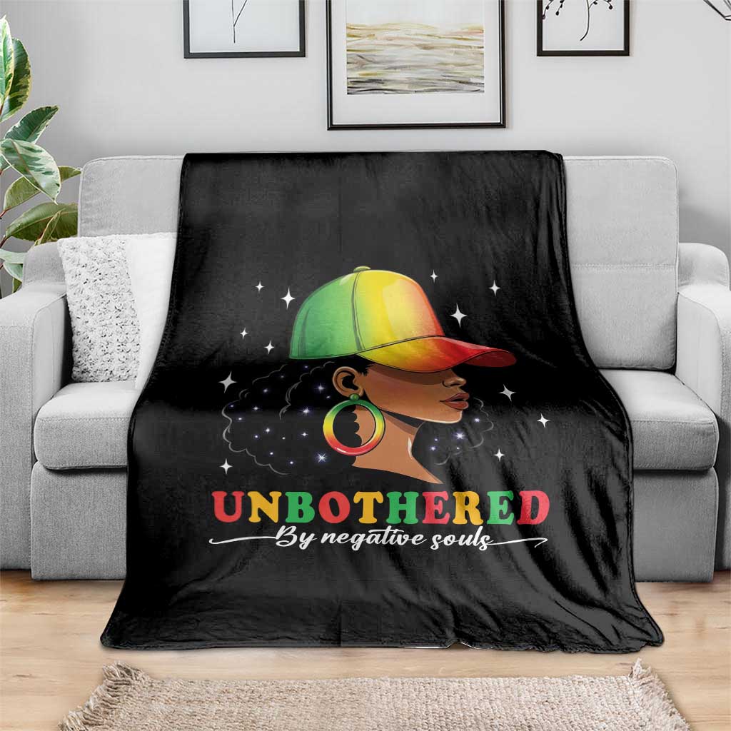 Afro African American Throw Blanket Unbothered By Negative Souls Black Sassy Queen TS14 Print Your Wear