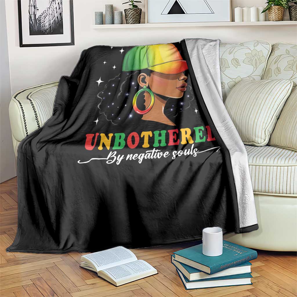 Afro African American Throw Blanket Unbothered By Negative Souls Black Sassy Queen TS14 Print Your Wear