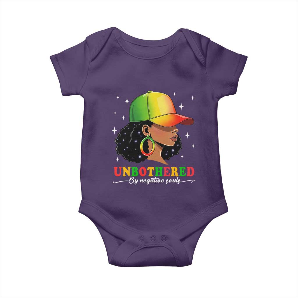 Afro African American Baby Onesie Unbothered By Negative Souls Black Sassy Queen TS14 Purple Print Your Wear
