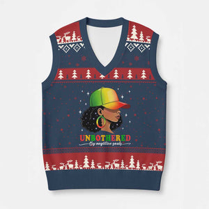 Afro African American V-Neck Knit Sweater Vest Unbothered By Negative Souls Black Sassy Queen TS14 Navy Red Print Your Wear