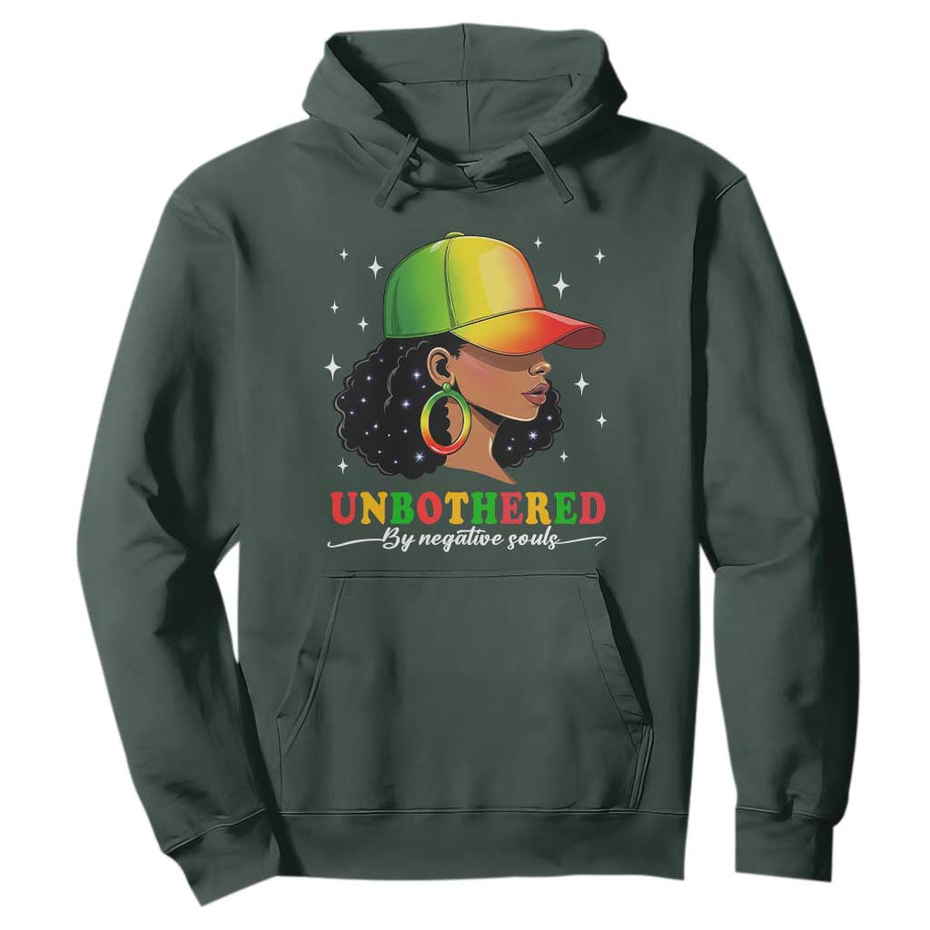 Afro African American Hoodie Unbothered By Negative Souls Black Sassy Queen TS14 Dark Forest Green Print Your Wear