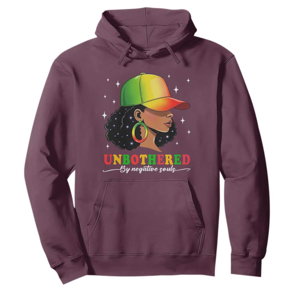 Afro African American Hoodie Unbothered By Negative Souls Black Sassy Queen TS14 Maroon Print Your Wear