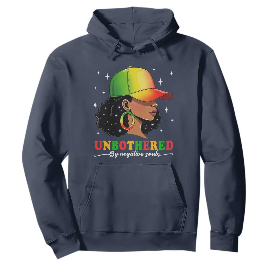 Afro African American Hoodie Unbothered By Negative Souls Black Sassy Queen TS14 Navy Print Your Wear